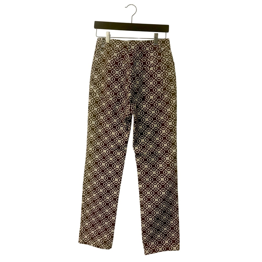 Peppermayo Brown White Geometric Circle Print Straight Leg Pants Retro Size US 2